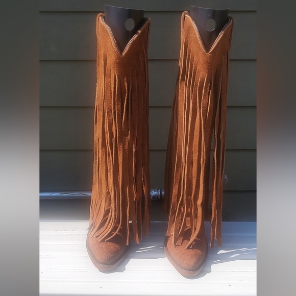 Brother Vellies Tall Fringe Atlas Boots in Honey Suede - Picture 5 of 6
